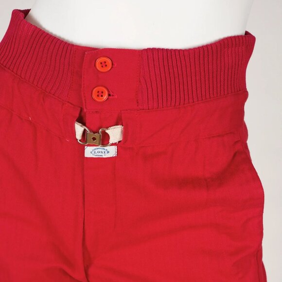 Marithe Francois Girbaud "CLOSED" 1980s Vintage Red Cotton Cropped Pants Sz S - Picture 3 of 6